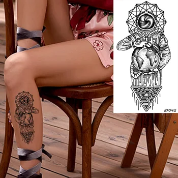 Falošné Henna Vesmíru Tetovanie Nálepky Mesiac Zem Ženy Malé Dočasné Tetovanie Náramok Trojuholník Umenie Geometrické Mužov Tatoos Lete