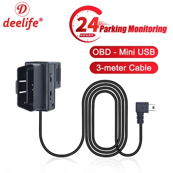 Deelife OBD2 Hardwire Držiak pre DVR Dash Cam 3Meters OBD-Mini USB Nabíjací Kábel s Mini USB, Micro USB Kábel Adaptéra