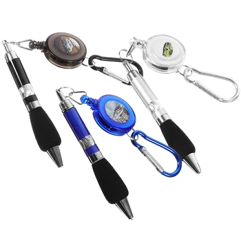 3-v-1 Praktický Vysúvacia Odznak Cievky Pen & Opasok Keychain & Karabína - ks/sada (Zmiešané Farby)