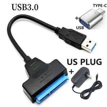 EÚ NÁM konektor SATA Na USB 3.0 Ľahko Disk Kábel USB 3.0 Na Sata Pevný Disk, Adaptér, Externý 2.5 Palcový HDD SSD Pevný Disk Adaptér Napájací