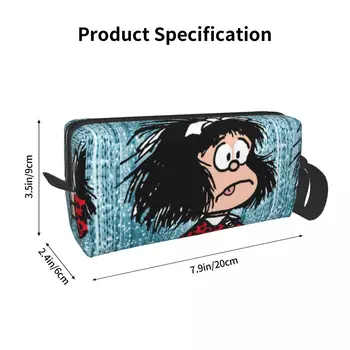 Mafalda Cartoon Make-Up Taška Puzdro, Vodotesné Kozmetická Taška Cestovné Toaletná Malé Make-Up Puzdro Skladovanie Taška Veľká Kapacita