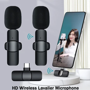 Nové HD Bezdrôtový Lavalier Mikrofón Prenosné Audio Nahrávanie Videa Mini Mic pre iPhone, Android Live Vysielanie Herný Telefón, Mikrofón