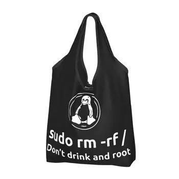 Opakovane Programátor Programovanie, Kódovanie, Kóder S Potravinami Taška Recyklovať Skladacia Linux Root Sudo Nakupovanie Tote Bag Umývateľný Ľahký