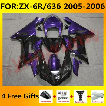 Motocykel Vstrekovacie formy Horské Kit vhodný pre Ninja ZX-6R 2005 2006 ZX6R zx 6r 636 05 06 skriňa full kapotáže nastaviť modrá čierna