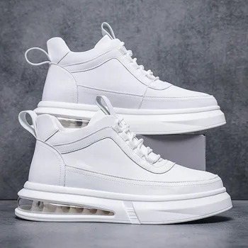 pánske luxusné módne originálne kožené topánky značky dizajnér biele topánky vzduchovom vankúši tenisky street štýl platforma členok botas muž
