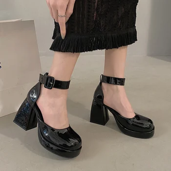 Marie Janes Ženy, Vysoké Podpätky, Topánky Platformy Robustný Sexy Obuv Jeseň Nové Dizajnér Značky Lolita Plytké Čerpadlá Mujer Zapatos