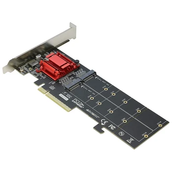 Dual NVMe PCIe Adaptér,M. 2 NVMe SSD PCI-E 3.1 X8/X16 Karty Podpora M. 2 (M Kľúč) NVMe SSD 22110/2280/2260/2242
