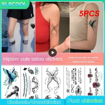 5 KS Anjel Halloween Srdce Dočasné Tetovanie Pre Ženy, Deti Realistické Astronaut Lebky Falošné Tetovanie Nálepky Telo Ruky