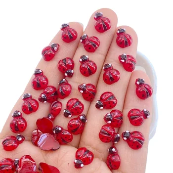 50pcs 3D Mini Red Chrobáka Nechtov Kamienkami Drahokamy Lesk Akrylové Nechty Umenie Šperky Manikúra Nechty, Dekorácie, Doplnky