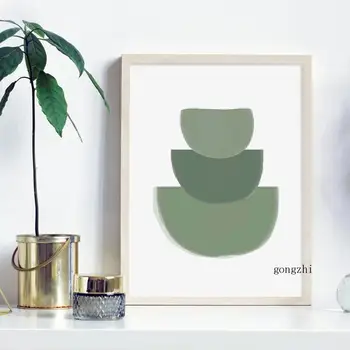 Boho Olivový Zelená Abstraktné Geometrické Línie Nordic Plagát Minimalistický Plátno na Maľovanie a Tlačí na Steny Umenie Fotografie Obývacia Izba Dekor