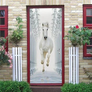 Home Decor Kôň Tapety Na Dvere Spálne Dizajn Dverí Nálepky Samolepiace Vymeniteľné Domov, Dvere, Tapety Plagát