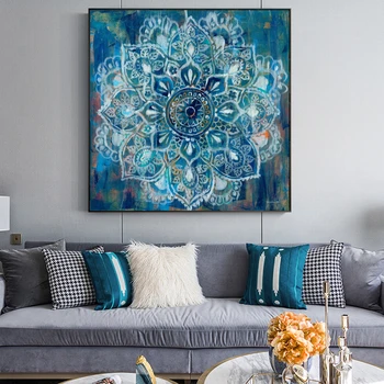 Abstrakt Mandala Kvet Plátno na Maľovanie Svetlé Farby Moderné Plagáty Vytlačí Wall Art Obrázok pre Obývacia Izba Domova Cuadros