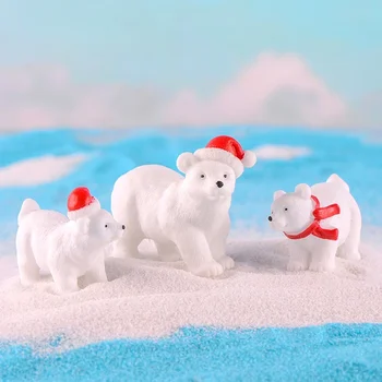 1pcs Miniatúrne Vianočné Polar Bear Figúrky Záhrada Micro Sneh Krajina DIY Príslušenstvo Domáce Dekorácie