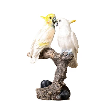 Romantický Parakeet Milovníkov Miniatúrne Sklenené Živice Pár Papagáj Obrázok Plavidlá Ornament Suvenír Valentína Darček Svadobná Výzdoba