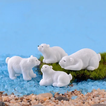 1pc Mini Biely Medveď Ľadový Medveď Figúrky Živice Remesiel Simulácie Zvieracích Domova Micro Krajiny Záhrada Miniatúry Príslušenstvo
