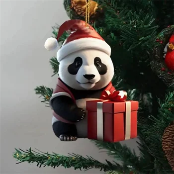 Vianočné Prívesok Akryl Panda Vianočný Strom Ornament Pre Domáce Navidad Vianočný Strom Visí Ozdoby Nový Rok Party Darčeky 1PC