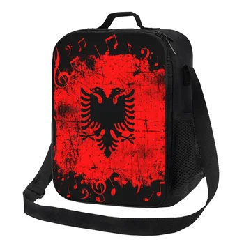 Vlastné Módne Albánsko Hudby Vlajka Obed Taška Muži Ženy Tepelnej Chladnejšie Izolované desiatu pre Deti, Školy