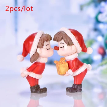 2ks/set Miniatúrne Vianočné Pár Víla Záhradné Figúrky Bábika Dom Dekor