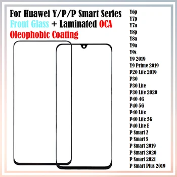 10Pcs (100%Oleophobic Povlak) Obrazovky Dotykového Predného Skla S OCA Lepidlo Pre Huawei P30 P40 Lite Y9s Prime Y8a P Smart S Z Pro Plus