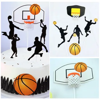 5 ks Tému Basketbal Happy Birthday Cupcake Vňaťou Roztomilý Chlapci Tortu Vňate Na Narodeniny Športových Fanúšikov Strany, Dezert Cake Dekorácie