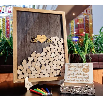 Vlastné Pán a Pani kniha Hostí alternatívne drop box, personalizované drevené zapojenie tieňový box Svadobné kniha návštev rám s srdcia