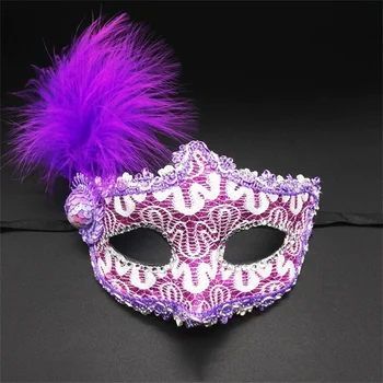 Sexy Benátky Cosplay Maska Maškaráda Princezná Očná Maska Žena Polovicu Tváre Erotické Strany Luxusné Strane Kvet Pierko Halloween Masky