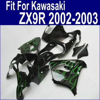 Pop!!! Zx9r horské 2002 2003 02 03 Kapotáže držiak Pre Kawasaki Ninja ( zelená Čierna plamene ) EMS Zadarmo xl31