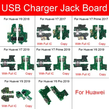 Nabíjanie USB Konektor Port Rada Flex Kábel Pre Huawei Y6 Y7 Y9 Pro Rozkvet 2017 2018 2019 USB Nabíjací Dock Konektor Predstavenstva Častí