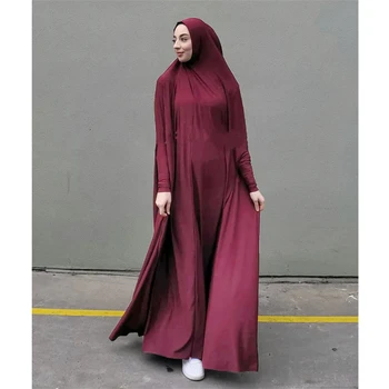 Ramadánu Župan Jeden Kus Modlitba Odev Moslimských Hidžáb Oblečenie Žien S Kapucňou Abaya Dubaj Úplné Pokrytie Khimar Niqab Islamskej Skromné Župan