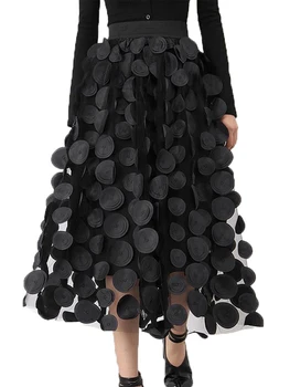 Ženy Tylu Tutu Sukne 3D Dot Elastické Oka Víla A-Line Sukne Viazané Spodnička Sukne Čaj-Dĺžka Vrstvený Tutu Sukne