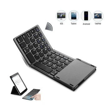 3-násobne skladacie klávesnica touchpad nabíjateľná mini bezdrôtové bluetooth pre systém IOS, Android, Windows Ipad, mobilný telefón, tablet