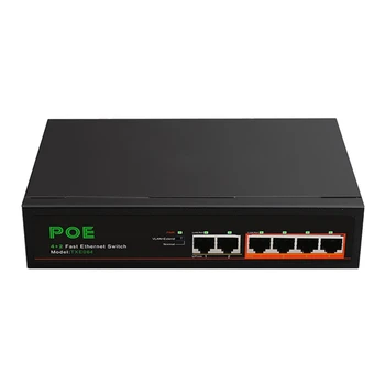 6 Porty POE Switch 4-Poe+2 AŽ-Link 100Mbps Fast Ethernet Siete Domácej Sieti Hub Adaptér Séria Power Pripojenie